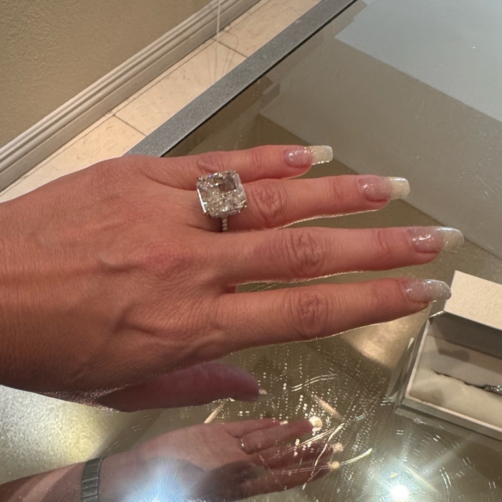 Maxine Jewelry 12 Carat Simulated Radiant Cut Solitaire Engagement Ring